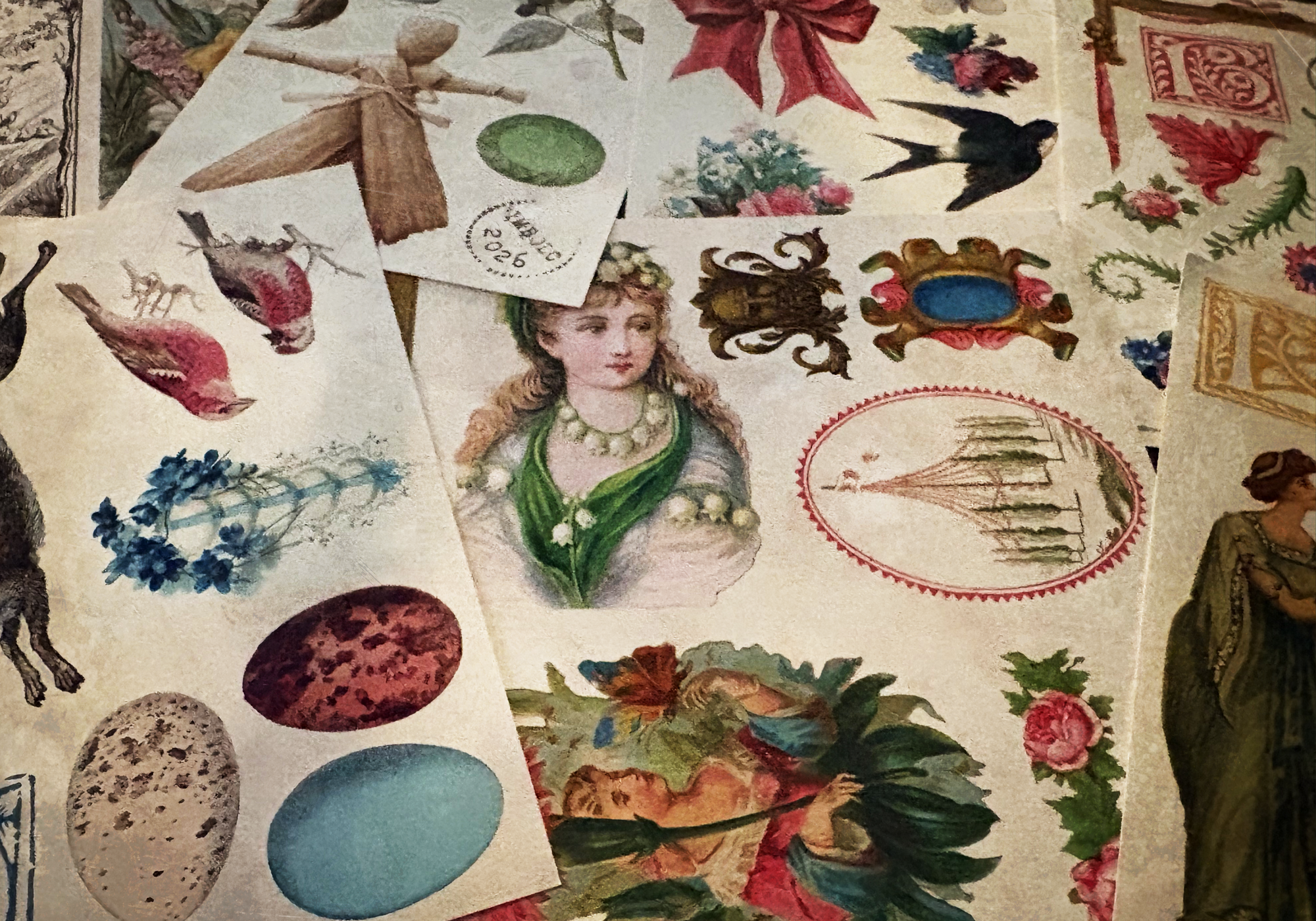 Photo of collage sheet on a table.